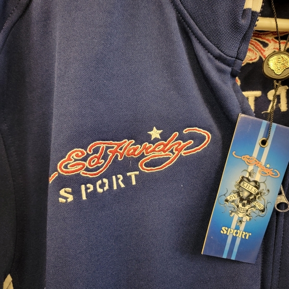 ED HARDY SPORT - Christian Audigier - ALL EMBROIDERED - TRACK JACKET - XL Blue - Picture 5 of 12